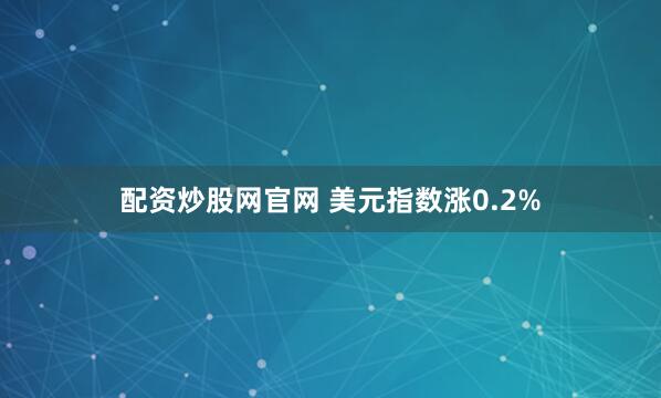 配资炒股网官网 美元指数涨0.2%